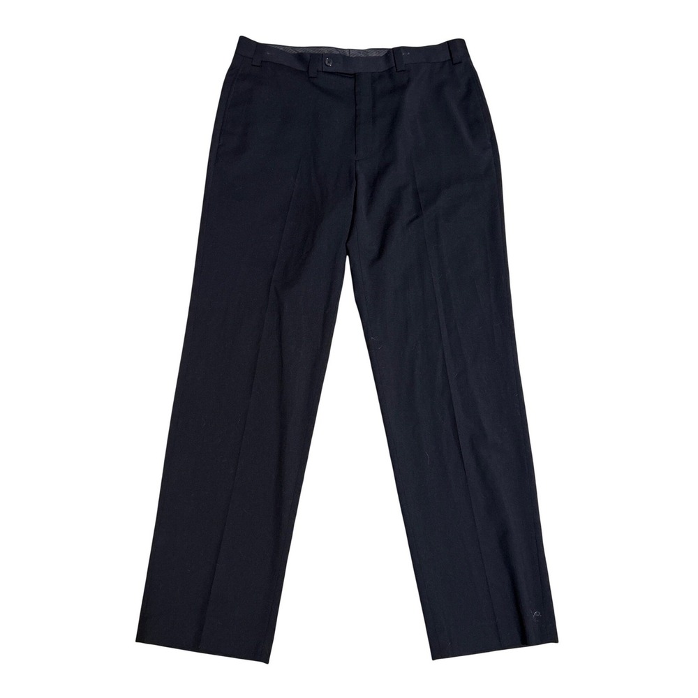 Calvin Klein Mens Dress Pants Black Flat Front Straight Leg 36W x 32L RN90736
